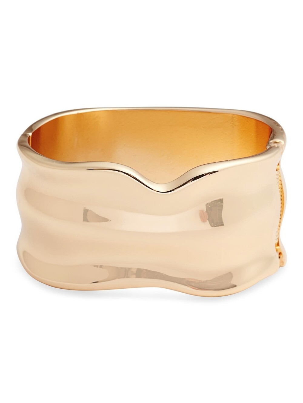 Open Edit Nordstrom Molten Wide Gold Hinged Cuff Bracelet NWOT Quiet Luxury CC